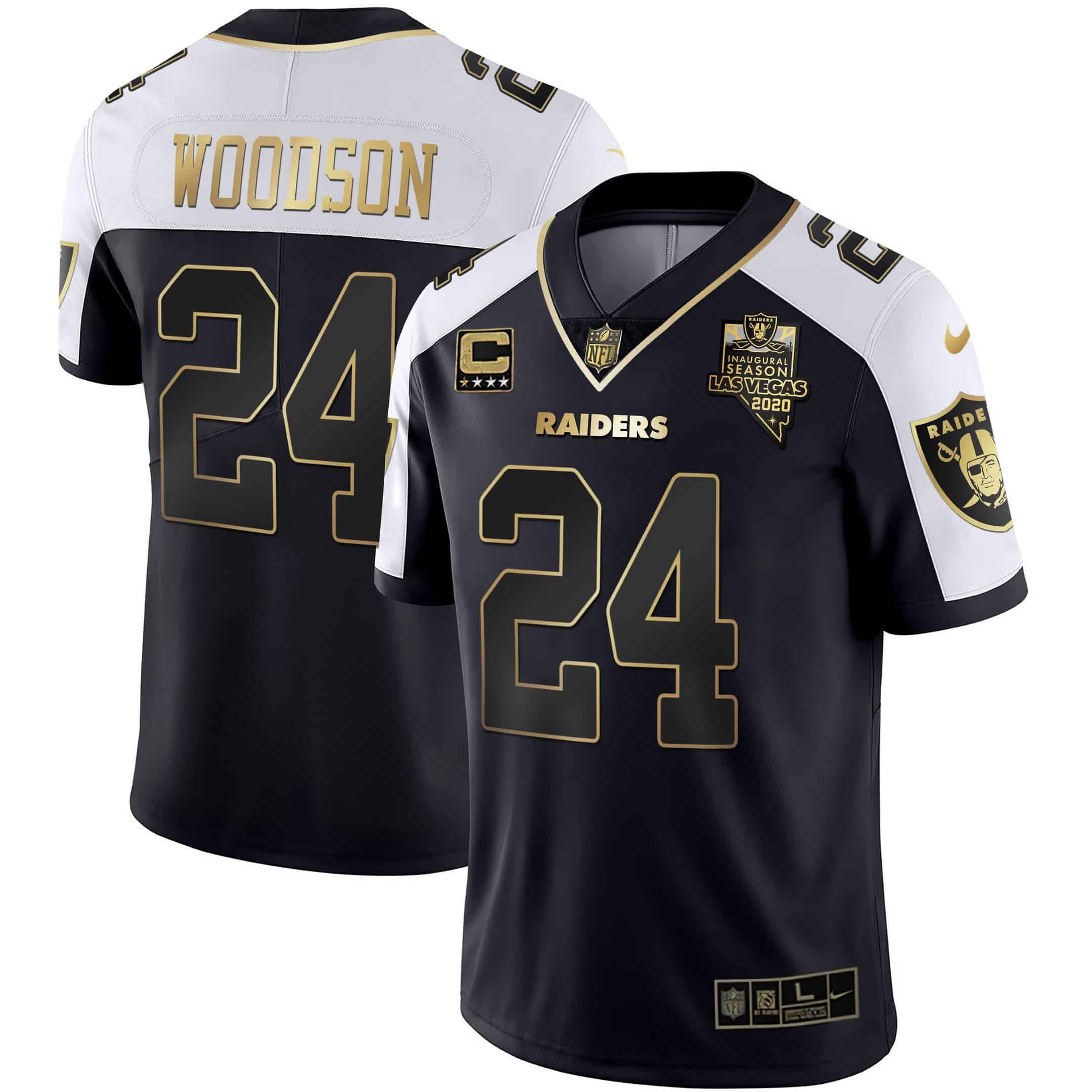 Men Oakland Raiders 24 Woodson 2024 Nike Vapor Black Gold & Black Inverted Limited NFL Jersey